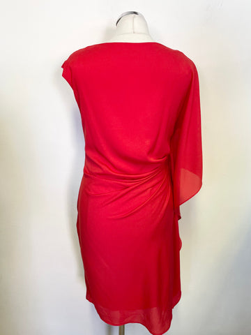 PHASE EIGHT RED ONE SLEEVED SPECIAL OCCASION PENCIL DRESS SIZE 10