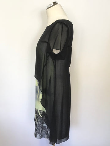 MINT VELVET NAVY BLUE & LEMON PRINT SHIFT DRESS SIZE 12