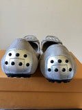 TODS LIGHT GREY & SILVER TRIM TEXTILE & LEATHER FLATS SIZE 2.5/35