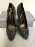BRAND NEW PETER KAISER DARK GREY SUEDE STUDDED TRIM HEELS SIZE 4/37