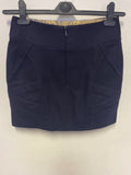LIBERTY FREEDOM NAVY BLUE 100% WOOL SEAM DETAILING MINI SKIRT SIZE 8