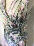 MINT VELVET PASTEL FLORAL PRINT WRAP ACROSS COTTON DRESS SIZE 14