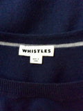 WHISTLES DARK BLUE ZIP TRIM KNIT DRESS SIZE 12
