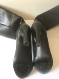 MARKS & SPENCER AUTOGRAPH BLACK LEATHER KNEE LENGTH HEELED BOOTS SIZE 7/40