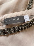 MINT VELVET NUDE & PEWTER BEADED DUAL LAYER SLEEVELESS TOP SIZE 10