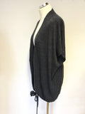 ALL SAINTS CHARCOAL GREY KNIT SHORT SLEEVE DRAWSTRING TIE GILET SIZE L