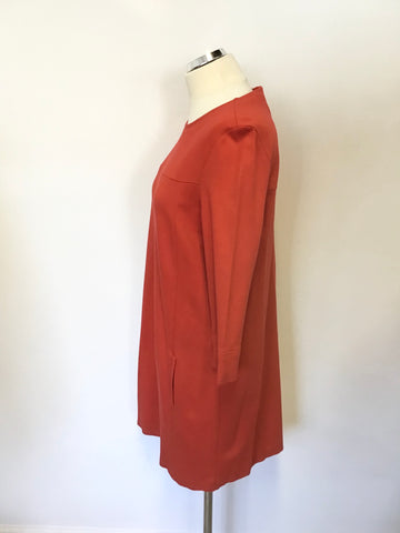 WHISPERS RED STRETCH JERSEY 3/4 LENGTH SLEEVES SHIFT DRESS SIZE 14