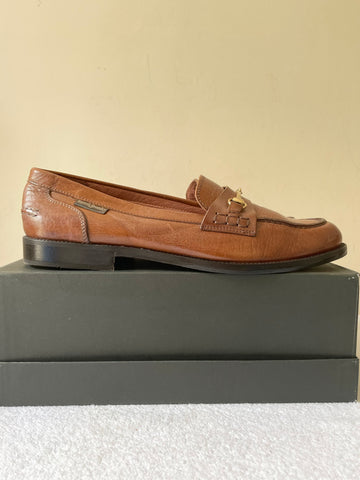 BRAND NEW RUSSELL & BROMLEY BROWN LEATHER SLIP ON LOAFERS SIZE 8/42