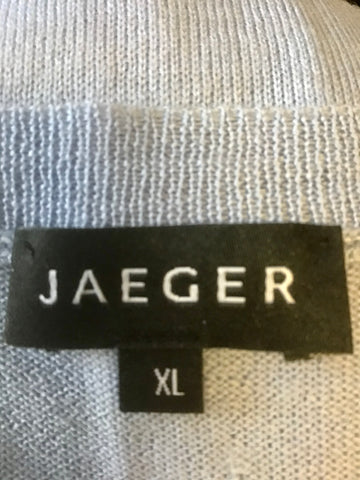 JAEGER PALE BLUE 100% WOOL V NECK JUMPER SIZE XL