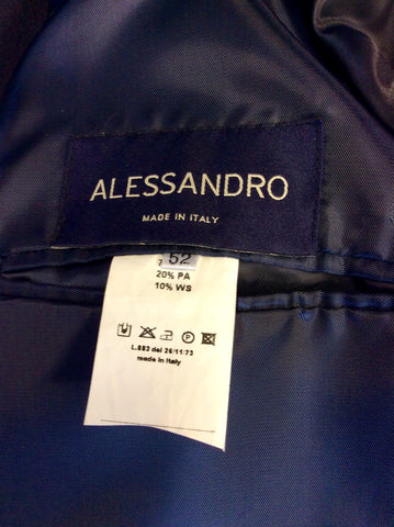 ITALIAN ALESSANDRO DARK BLUE WOOL & CASHMERE BLEND COAT SIZE 52 UK 42