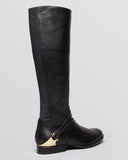 LK BENNETT NELIA BLACK LEATHER ELASTICATED PANEL KNEE LENGTH BOOTS SIZE 5/38