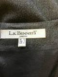 LK BENNETT DARK GREY WOOL CAP SLEEVE BELTED PENCIL DRESS SIZE 12