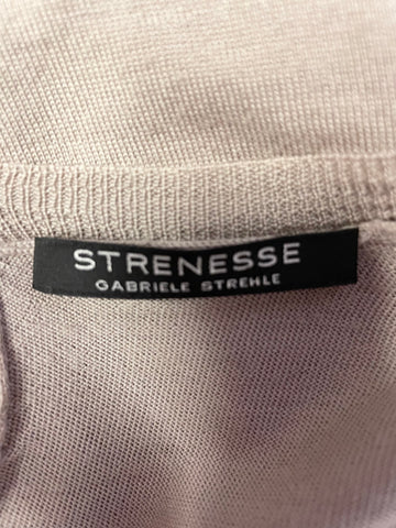 STRENESSE BEIGE 100% VIRGIN WOOL REAR BUTTONED JUMPER SIZE 14