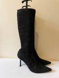 LK BENNETT BLACK SUEDE STRETCH SOCK BOOTS SIZE 7/40
