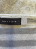MINT VELVET GREY & WHITE STRIPE  DOUBLE LAYERED FINE LINEN KNIT JUMPER SIZE
