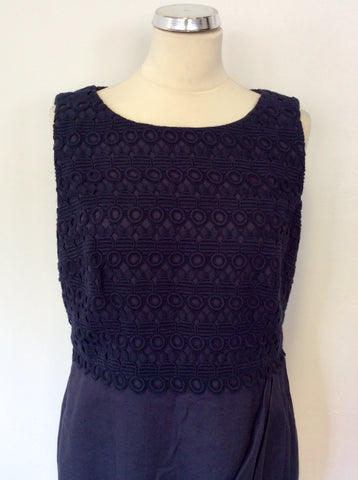 COAST BLUE LINEN BLEND BROIDERY ANGLAISE TOP DRESS SIZE 16