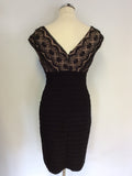 ADRIANNA PAPELL BLACK & NUDE LACE STRETCH WIGGLE/ PENCIL DRESS SIZE 10