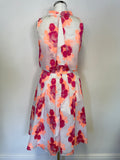 COAST PINK & NEON ORANGE FLORAL PRINT FIT & FLARE SPECIAL OCCASION DRESS SIZE 8