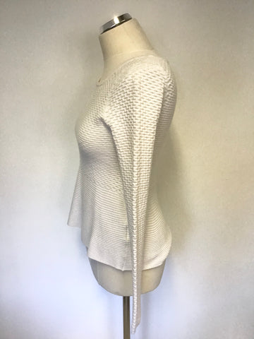 HUGO BOSS WHITE COTTON BLEND LONG SLEEVE JUMPER SIZE S
