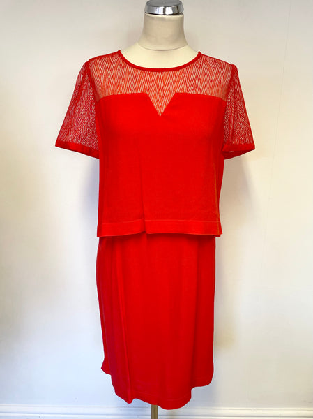 COMPTOIR DES COTTONIERS RED TIERED TOP SHORT SLEEVE SHIFT DRESS SIZE L UK 14