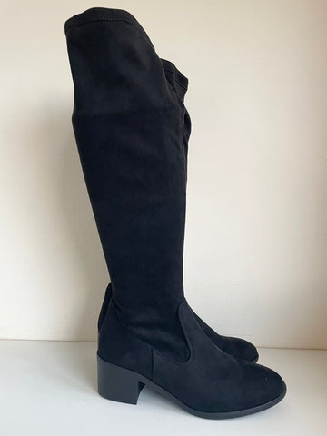 BRAND NEW PRINCIPLES BLACK FAUX SUEDE KNEE LENGTH SOCK BOOTS  SIZE 7/40
