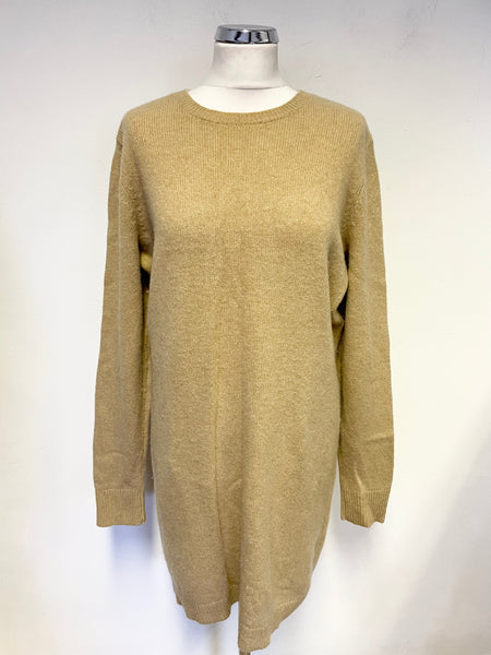 POLO RALPH LAUREN CAMEL MERINO WOOL & CASHMERE JUMPER DRESS SIZE XL
