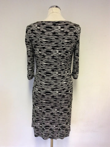 COAST BLACK & WHITE PRINT WRAP ACROSS DRESS SIZE 12