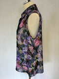 HOBBS MULTI COLOURED FLORAL PRINT SLEEVELESS BLOUSE SIZE 16