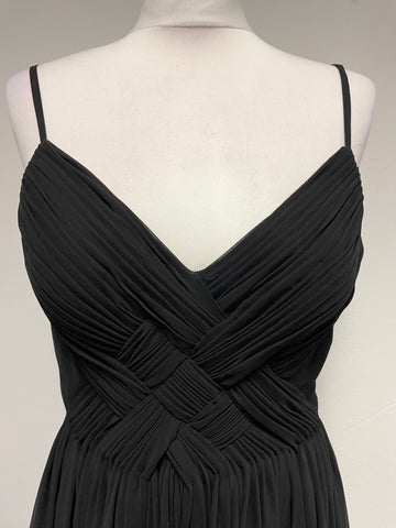 K DERHY BLACK STRAPPY PLEATED BODICE SPECIAL OCCASION FIT & FLARE DRESS SIZE M