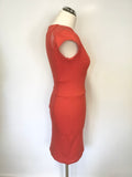 TED BAKER RED SILK SHEER INSERT CAP SLEEVE BODYCON DRESS SIZE 1 UK 8/10