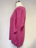 CASHMERE & COTTON, 100% CASHMERE PINK RELAXED FIT LONG SLEEVED JUMPER SIZE S/M