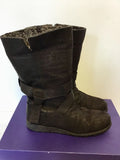 STUART WEITZMAN BLACK MOLESKIN LEATHER WRAP ELEPHANT BOOTS SIZE 6/39
