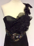BRAND NEW AFTERSHOCK BLACK BEADED ONE SHOULDER COCKTAIL DRESS SIZE M UK 12