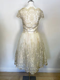 BRAND NEW CHI CHI LONDON IVORY & PALE GOLD LACE OVERLAY FIT & FLARE DRESS SIZE 6