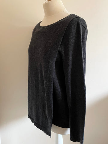 PHASE EIGHT CHARCOAL GREY WRAP FRONT LONG SLEEVED JUMPER SIZE 18