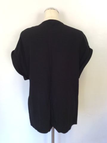 PHASE EIGHT BLACK ZIP FRONT SHORT SLEEVE TOP SIZE 16