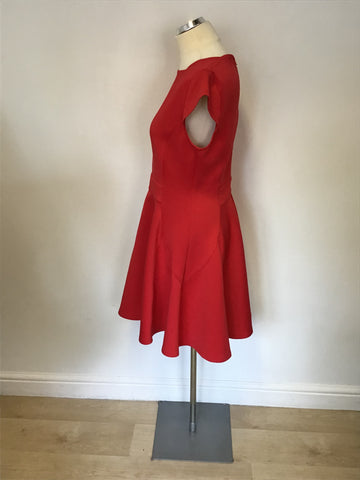 TED BAKER TEZZ RED CAP SLEEVE SKATER DRESS SIZE 4 UK 14