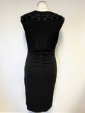 PHASE EIGHT BLACK JERSEY EMBROIDERED SLEEVELESS SPECIAL OCCASION PENCIL DRESS SIZE 12