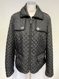 HOBBS BLACK QUILTED COLLARED JACKET SIZE 18