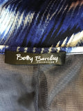 BETTY BARCLAY BLUE PRINT STRETCH JERSEY 3/4 SLEEVE DRESS SIZE 22