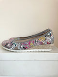 GABOR LIGHT GREY SUEDE & MULTICOLOURED WEDGE HEELS SIZE 7/40 G