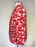 COTSWOLD COLLECTION RED & WHITE FLORAL PRINT COTTON JACKET SIZE 18
