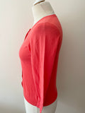 BRORA CORAL/ORANGE LINEN & COTTON BLEND 3/4 SLEEVE CARDIGAN SIZE 10