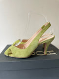 HOBBS GLINDA LIME GREEN SUEDE OPEN TOE SLINGBACK HEEL SANDALS SIZE 4/37