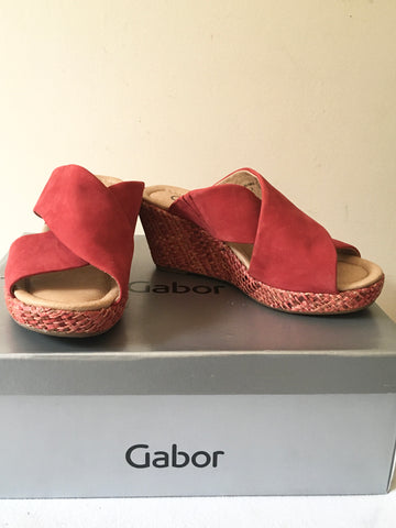 BRAND NEW GABOR CORAL SUEDE WEDGE HEEL MULES SIZE 3.5 /36