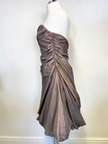 JIM HJELM OCCASIONS BRONZE STRAPLESS A LINE SPECIAL OCCASION DRESS SIZE 8 UK 12