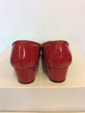 MODA IN PELLE RED PATENT BOW TRIM HEELS SIZE 3.5/36