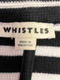 WHISTLES BLACK & WHITE STRIPE COTTON KNIT FITTED JACKET SIZE 8