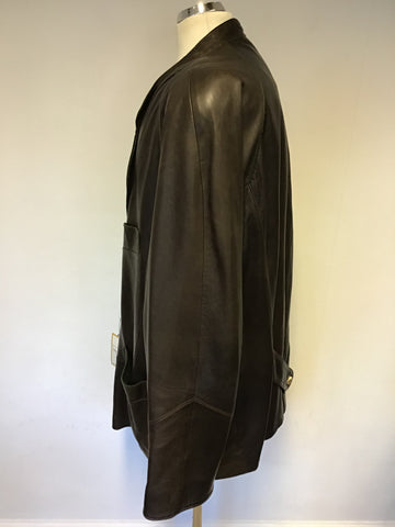 VINTAGE LODENFRY QUALITY DARK BROWN LEATHER JACKET SIZE XL