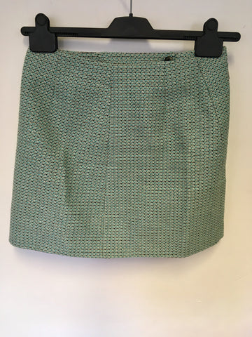 KAREN MILLEN TURQOUISE FLECK DESIGN MINI SKIRT SIZE 10